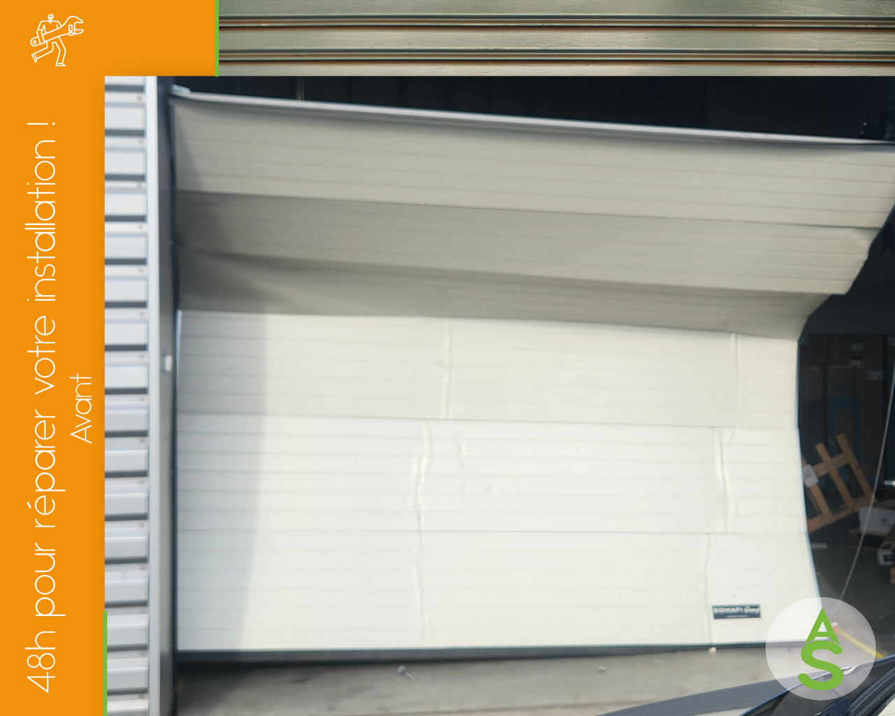 avant après intervention et remise en service en 48h de portes industrielles